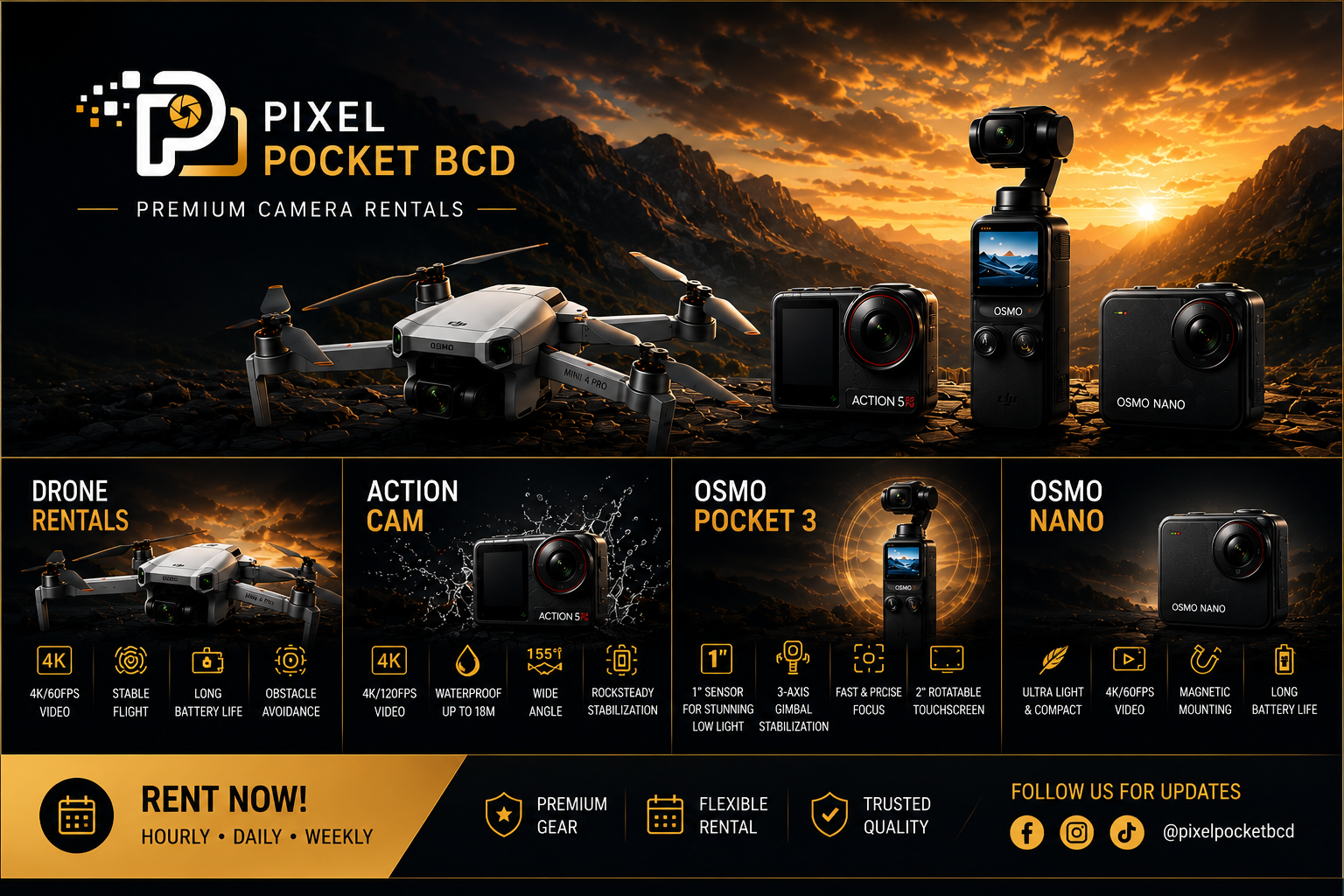 Pixel Pocket BCD camera rental promotional banner