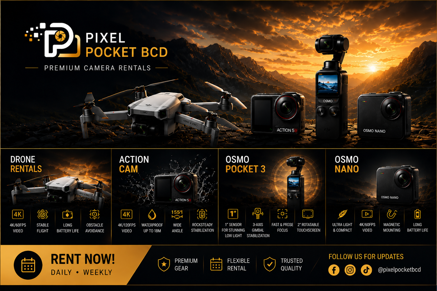 Pixel Pocket BCD camera rental promotional banner